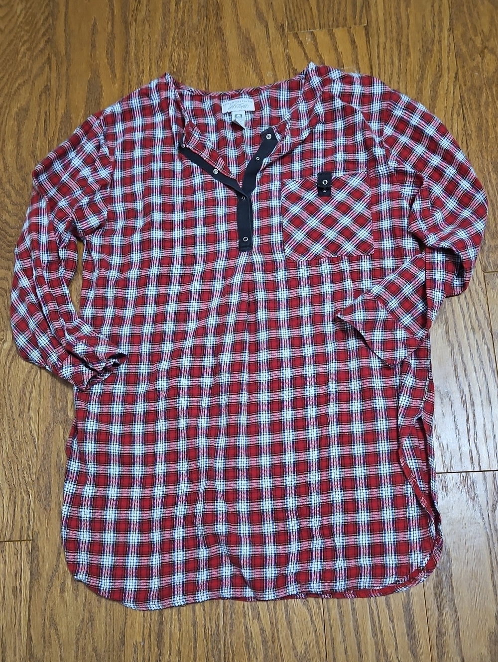VINTAGE Lord & Taylor Cozy Plaid Cotton Nightshirt Grandmacore Cabin Style Small